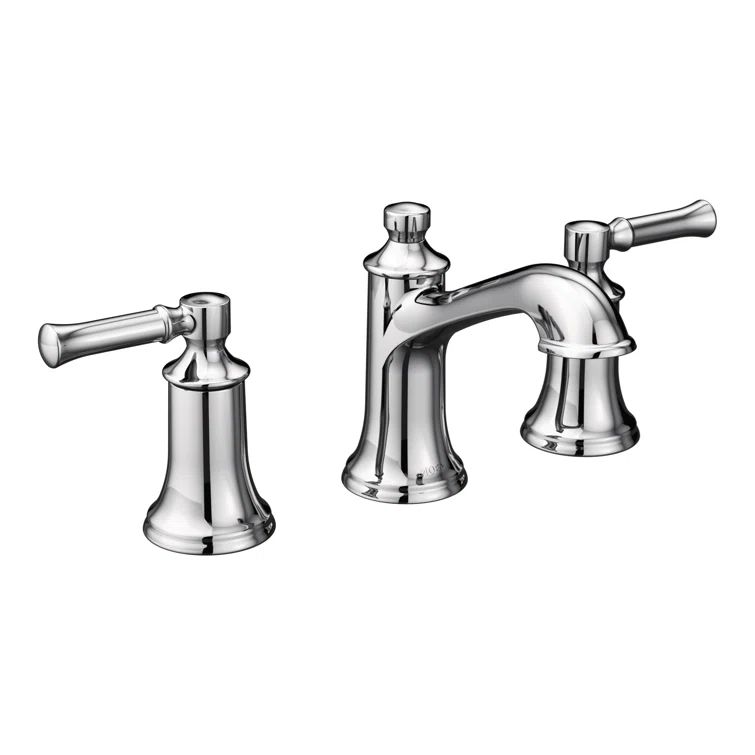 Chrome Two-Handle Widespread Bathroom Faucet with Metal Handles