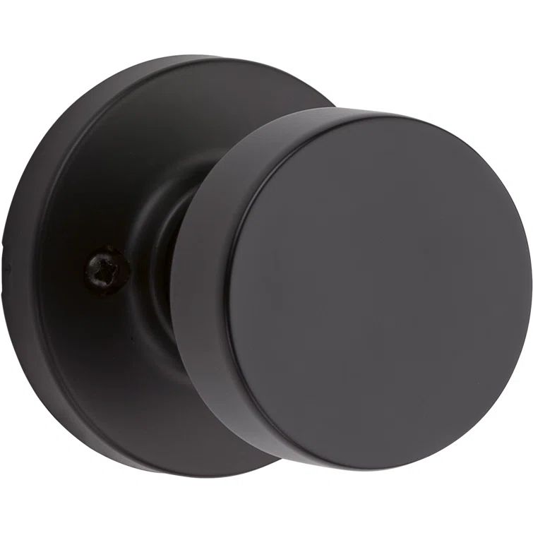Matte Black Round Passage Door Knob with Iron Finish
