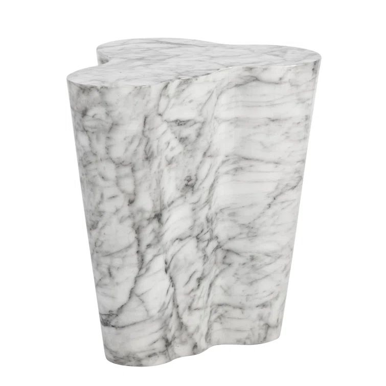 Large Round Concrete and Marble End Table