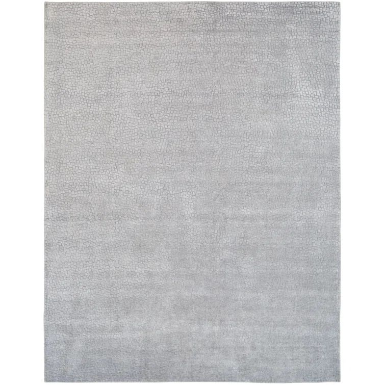 Handmade Gray Wool and Viscose Rectangular Area Rug 12' x 15'