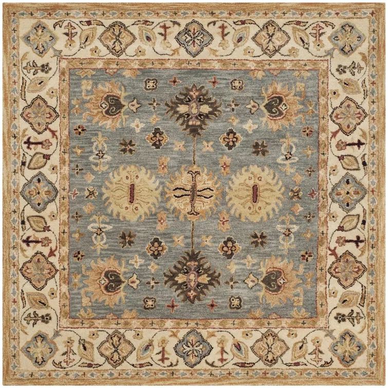 Handmade Blue Wool 6' Square Tufted Rug