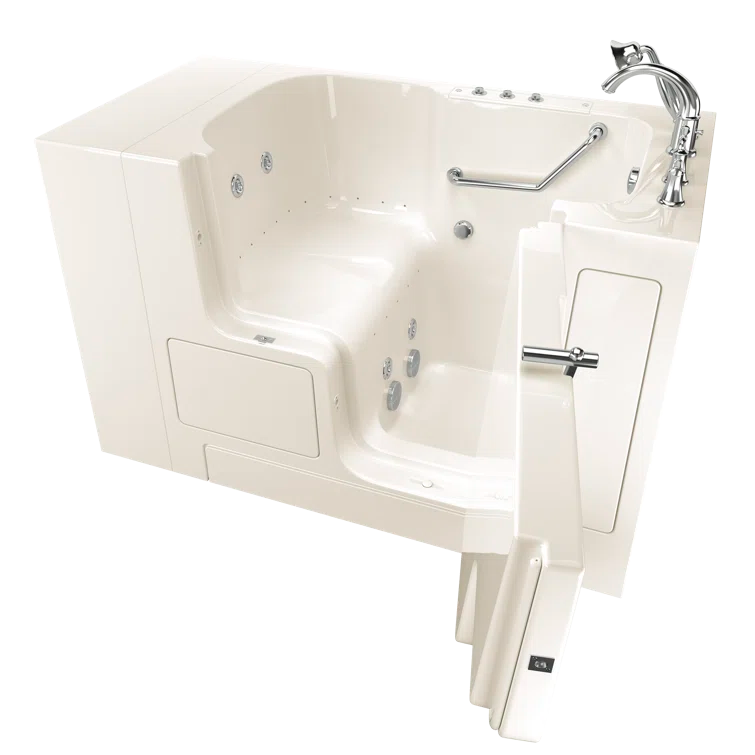 52'' x 32'' Linen Fiberglass Walk-in Bathtub with Chrome Faucet
