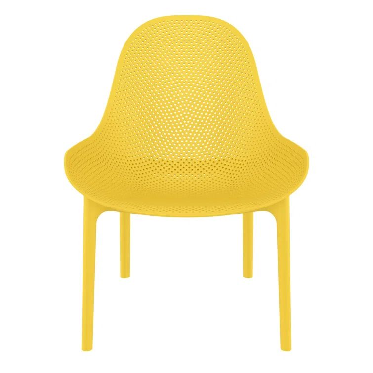 Yellow Polypropylene Armless Outdoor Lounge Chair Set