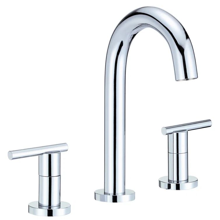 Chrome Brass Modern Widespread Bathroom Faucet with Metal Handles