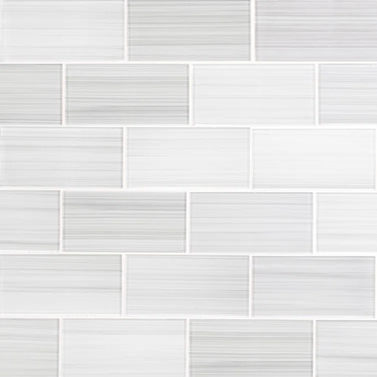 Super White Hand Painted Glass Subway Wall Tile