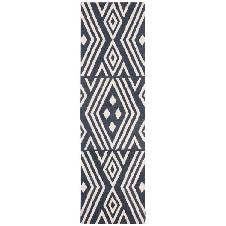 Imani Slate Geometric Hand-Tufted Wool Runner Rug - 2'3" x 8'