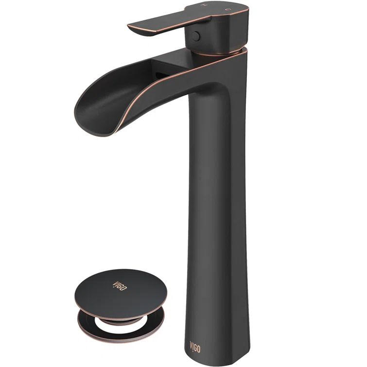 Antique Rubbed Bronze Vessel Sink Faucet with Pop-Up Drain