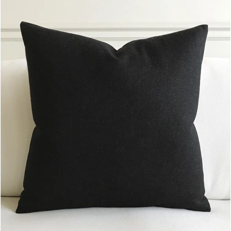 Carbon Heathered Wool Blend Square Throw Pillow with Lilac Reverse