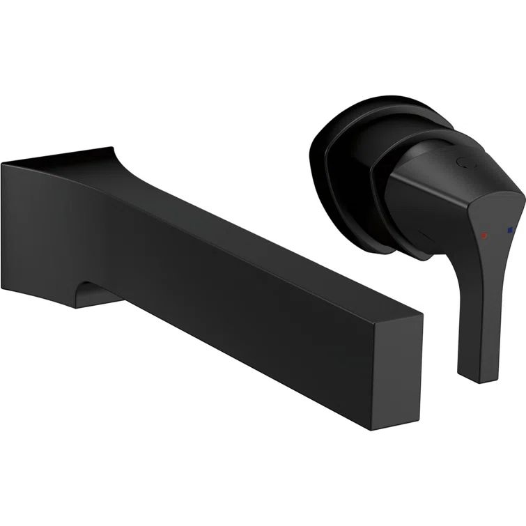 Sleek Modern Wall-Mounted Matte Black Bathroom Faucet