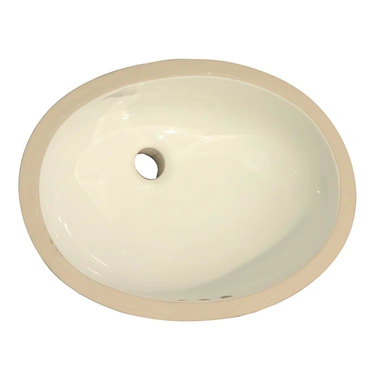Oval White Ceramic Undermount Sink with Overflow