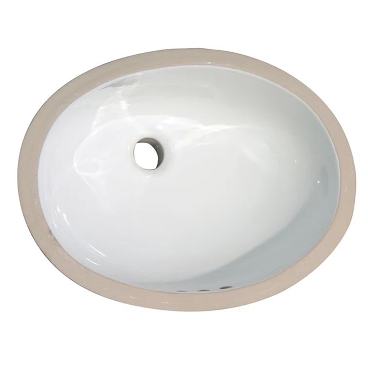 White Oval Ceramic Undermount Bathroom Sink