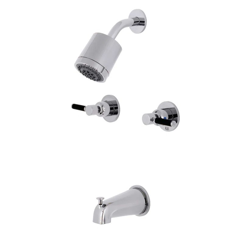 Polished Chrome Multi-Head Wall Mounted Tub and Shower Faucet