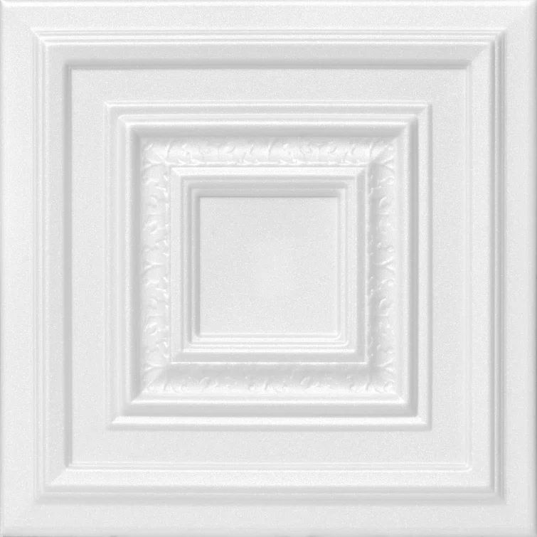 Plain White Faux Tin Glue-up Ceiling Tile, 2 x 2 ft