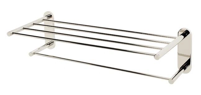 Polished Chrome Rectangle Wall-Mounted Shelf with 2 Shelves
