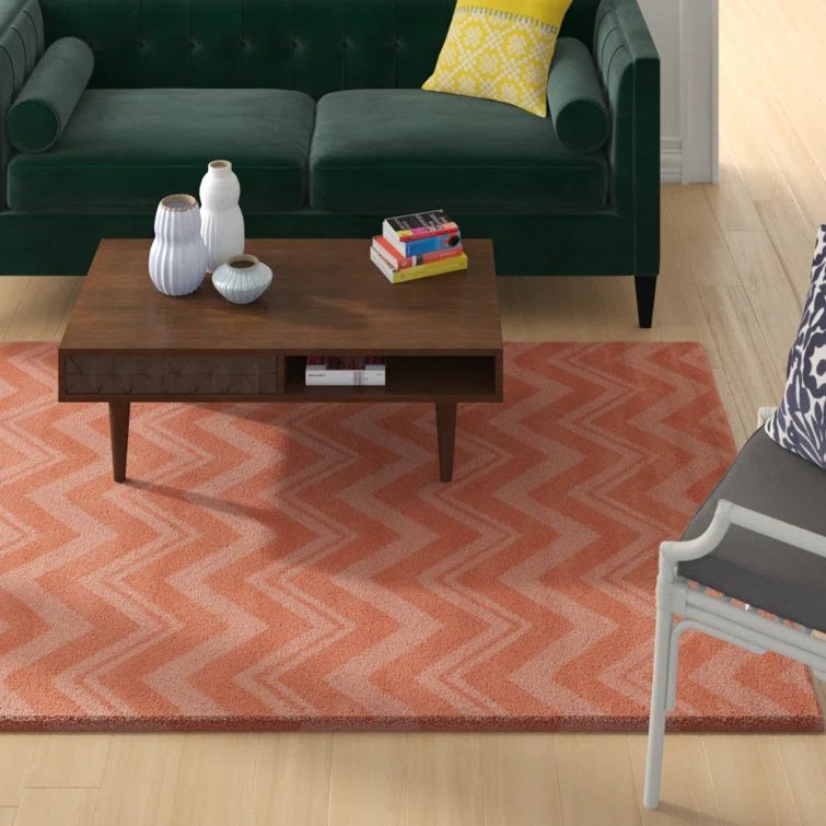 Luxurious Hand-Tufted Rectangular Red Wool Area Rug