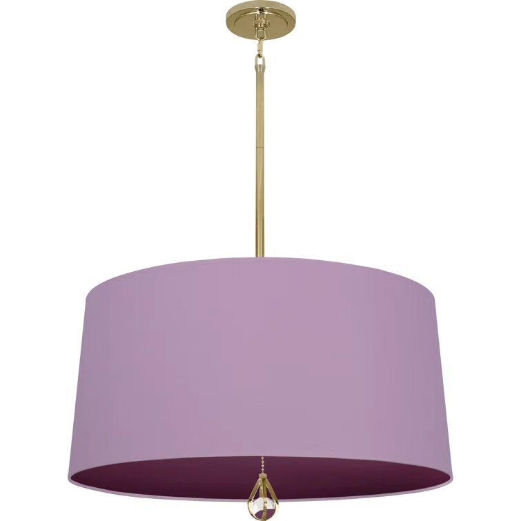 Ludwell Lilac 25.5" Drum Chandelier with Crystal Finial and Nickel Accents