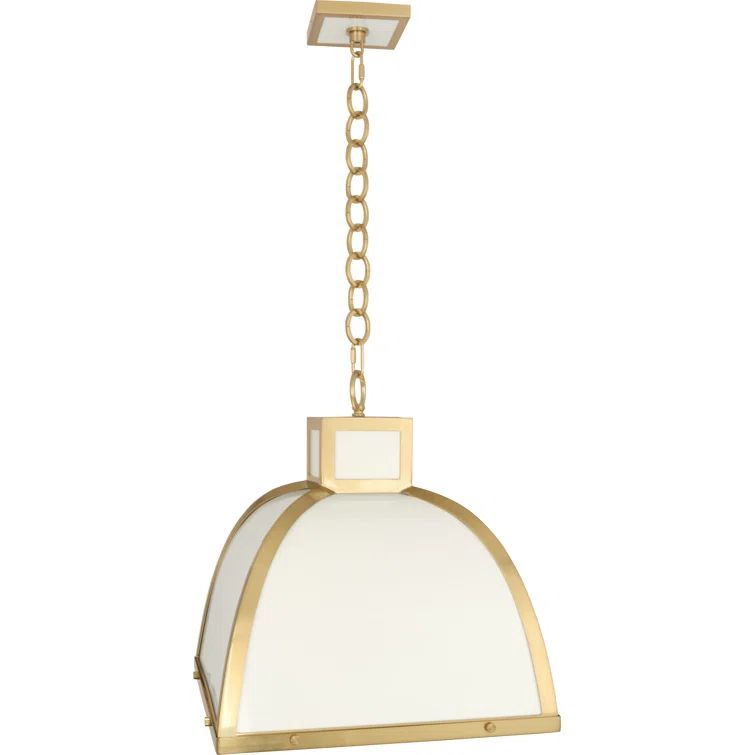 Glossy White and Brass 18" Geometric Chandelier