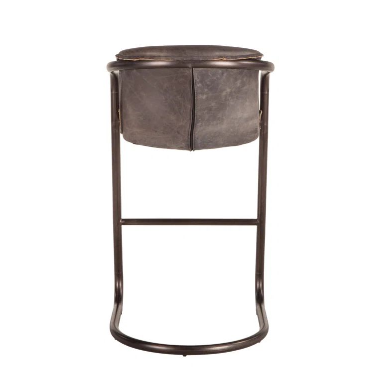 Chiavari Antique Ebony Leather Bar Stool with Vintage Bronze Frame
