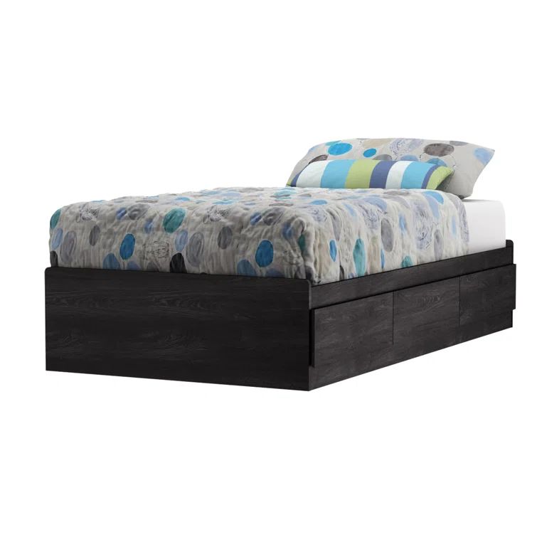 Gray Oak Twin Captain's Bed with 3 Storage Drawers