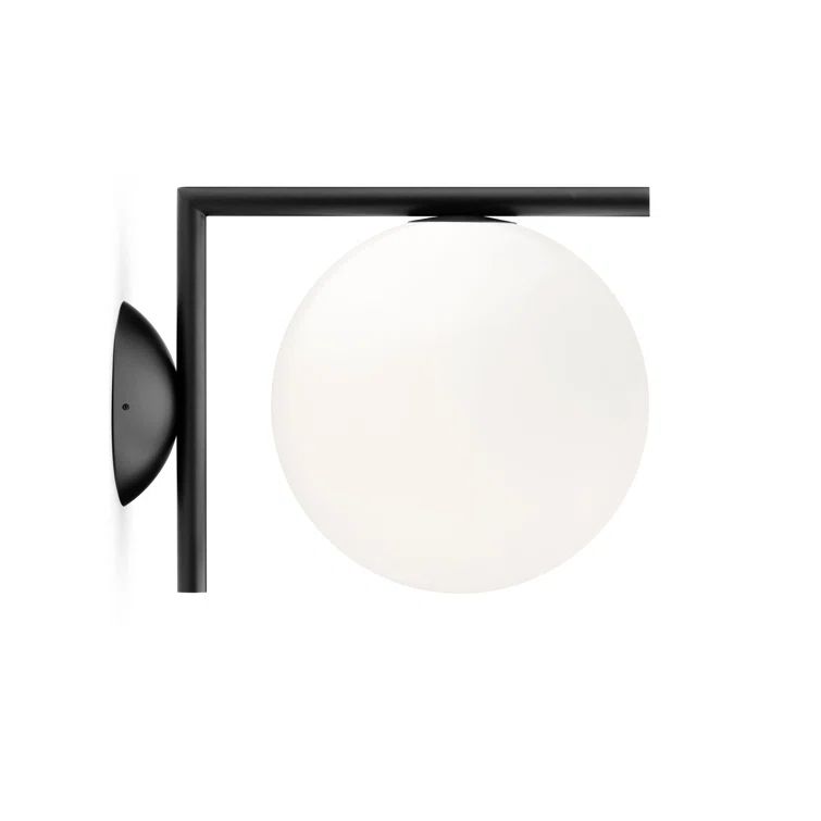 IC Small Black Direct Wired Opal Glass Sconce by Michael Anastassiades
