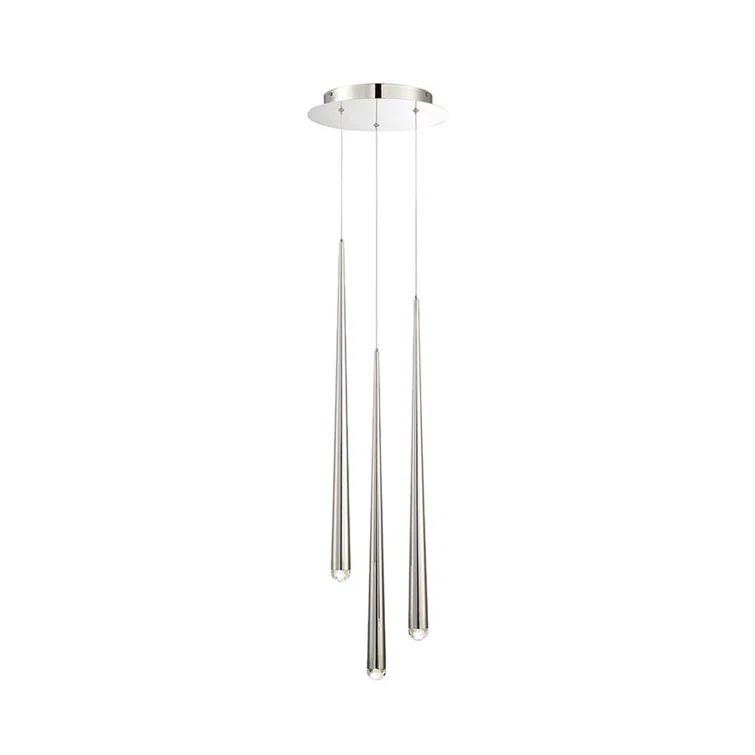 Cascade Polished Nickel 3-Light LED Chandelier with Clear Crystal Shades