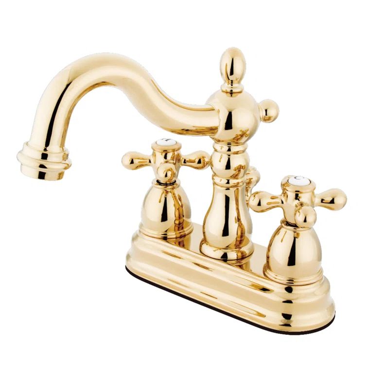 Polished Brass Traditional Centerset Bathroom Faucet with Drain Assembly