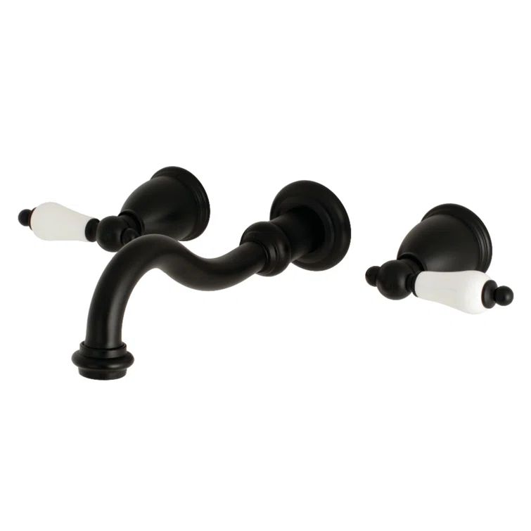Elegant Vintage 2-Handle Oil Rubbed Bronze Wall Mount Bathroom Faucet