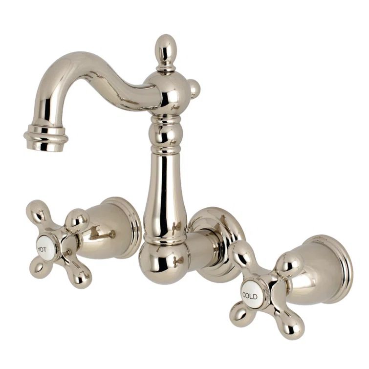 Heritage Polished Nickel Wall Mount Bathroom Faucet