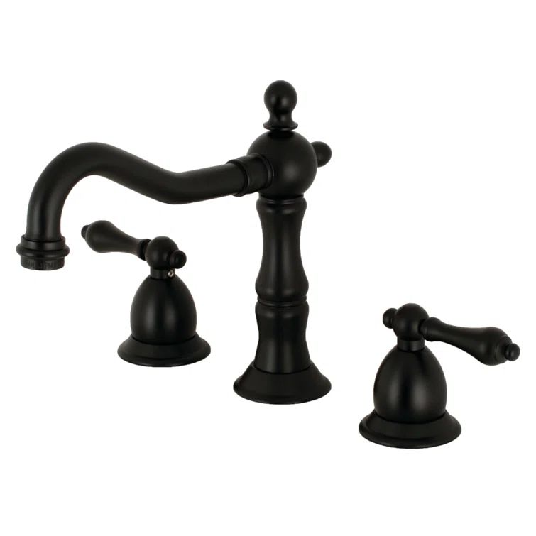 Heritage Matte Black 8-inch Widespread Brass Bathroom Faucet
