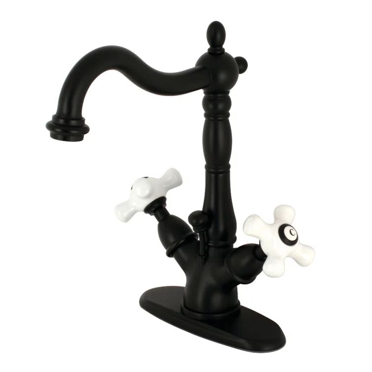 Heritage 6.5" Matte Black Traditional Brass Bathroom Faucet