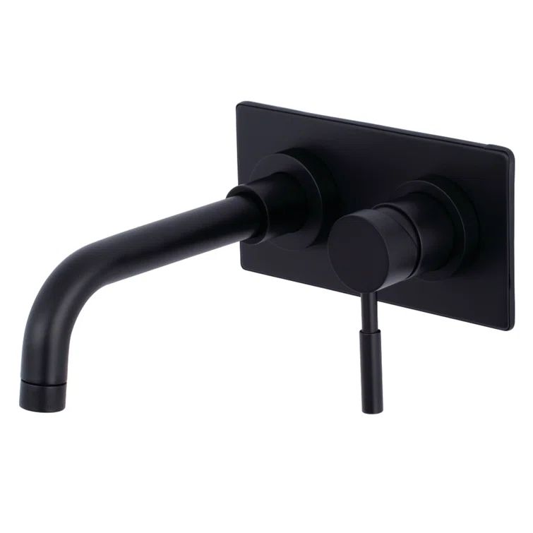 Matte Black Brass Single-Handle Wall Mount Bathroom Faucet