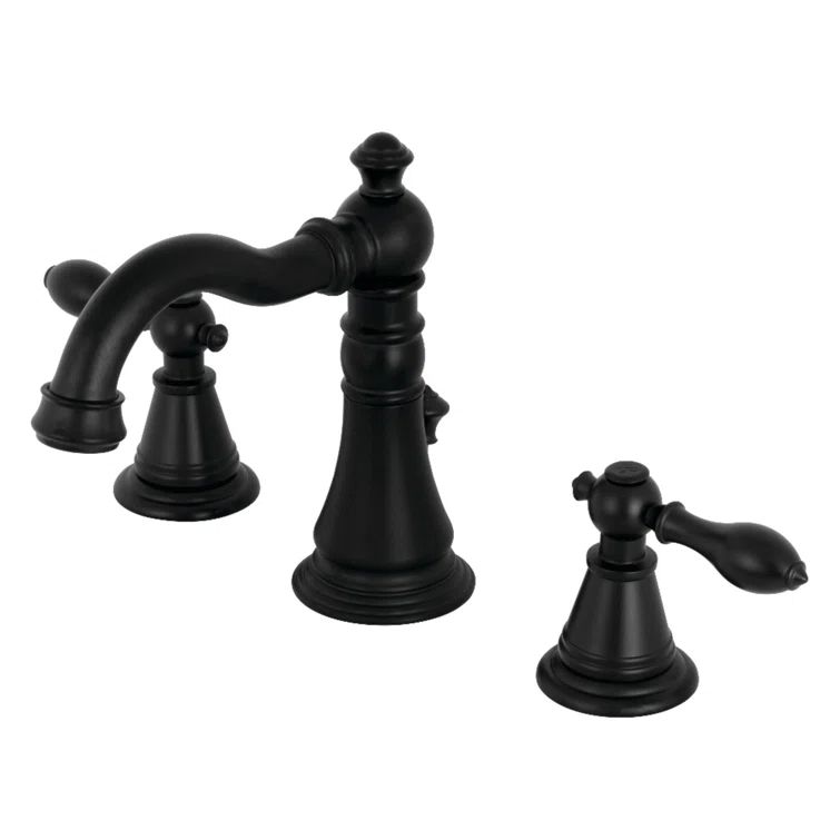 Elegant English Classic Matte Black Brass Widespread Bathroom Faucet