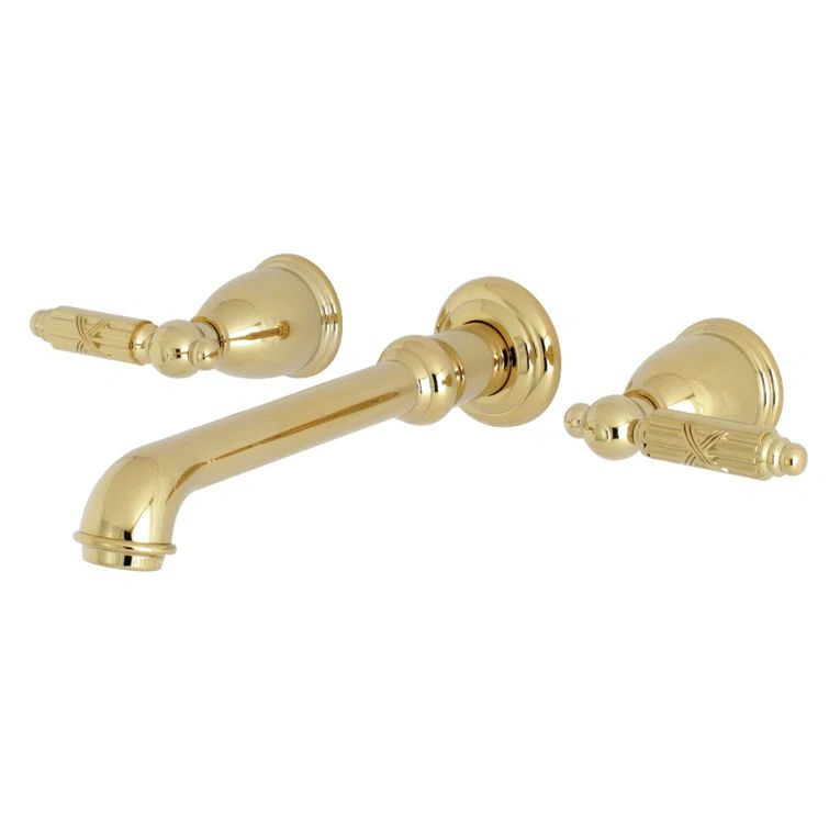 Georgian 8-Inch Center Wall Mount Brass Bathroom Faucet