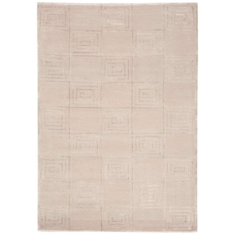 Sterling Hand-Knotted Geometric Wool and Viscose Area Rug