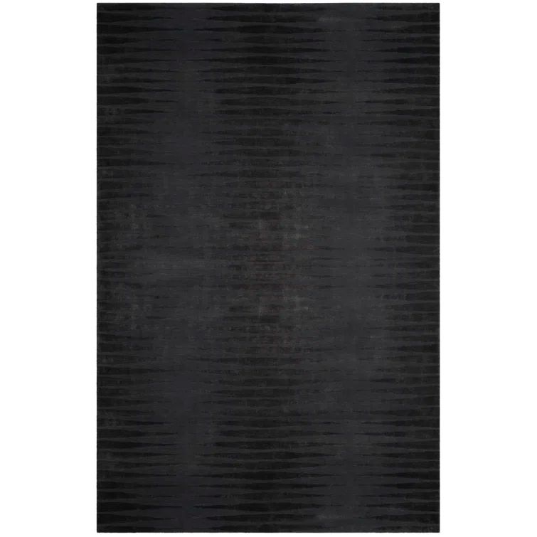 Ayumi Gunmetal Stripe Hand-Knotted Wool and Silk 6' x 9' Area Rug