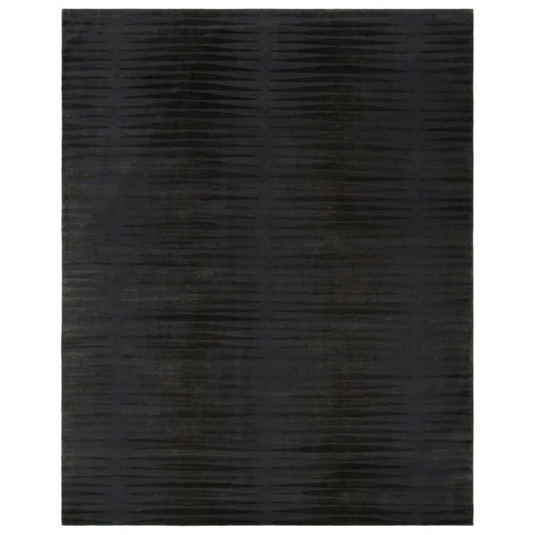 Gunmetal Stripe Luxe Hand-Knotted Wool-Silk Blend Rug