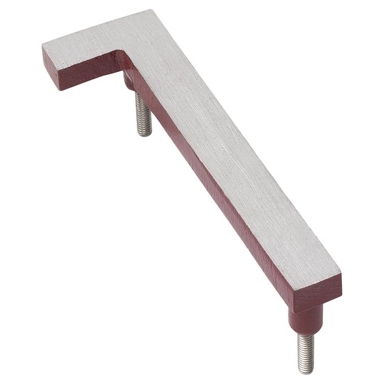 8 Inch Satin Nickel and Brick Red Aluminum Floating House Number