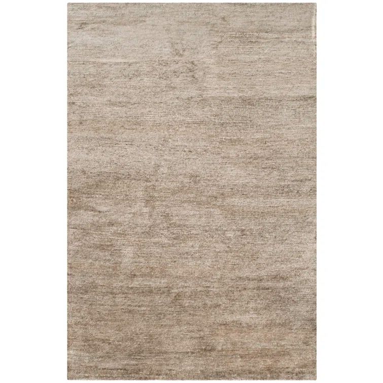 Pale Nutmeg Hand-Knotted 4' x 6' Oriental Viscose-Cotton Rug