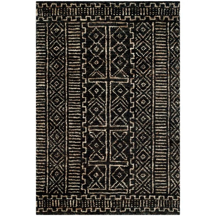 Night & Cream Tribal-Inspired Hand-Knotted Wool-Blend 9' x 12' Rug