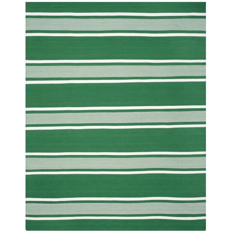 Hanover Stripe Easy-Care Synthetic 4' x 6' Area Rug in Green