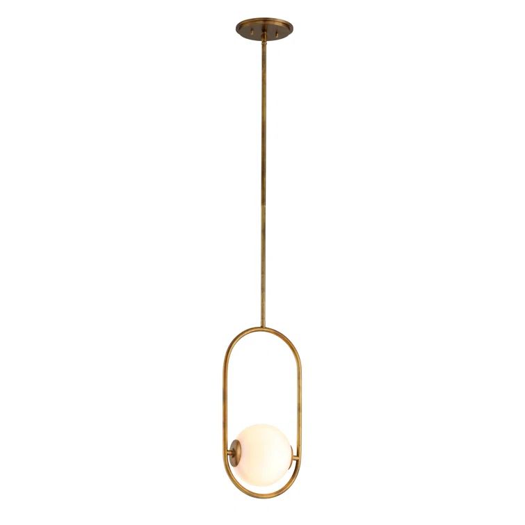 Everley Mini Globe Pendant Light in Vintage Brass with Frosted Glass