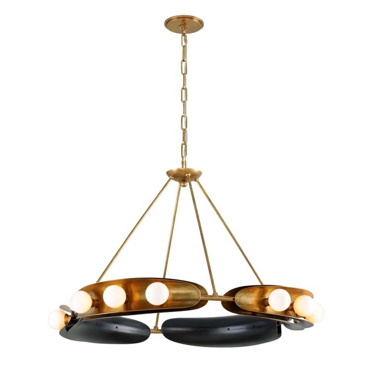 Hopper 41'' Brass and Black 12-Light Chandelier