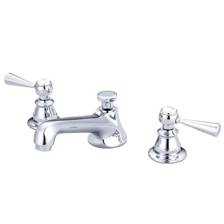 Classic Widespread Chrome Lavatory Faucet with Porcelain Labels