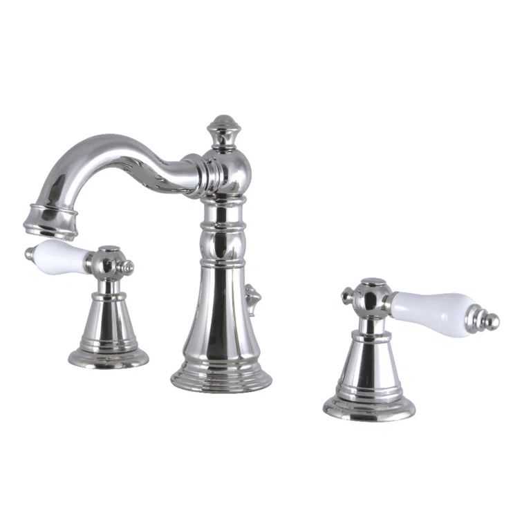 Polished Nickel Traditional Widespread Bathroom Faucet with Drain