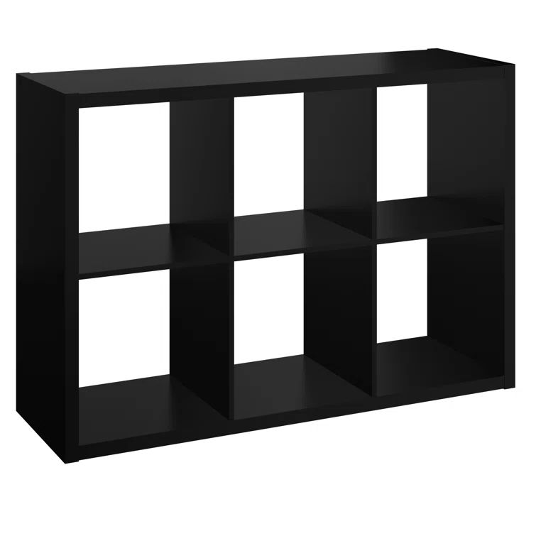 Black Wood 6-Cube Organizer for Kids' Living Room