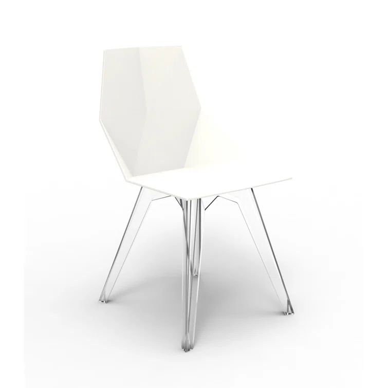 White Matte Polycarbonate Armless Dining Chair