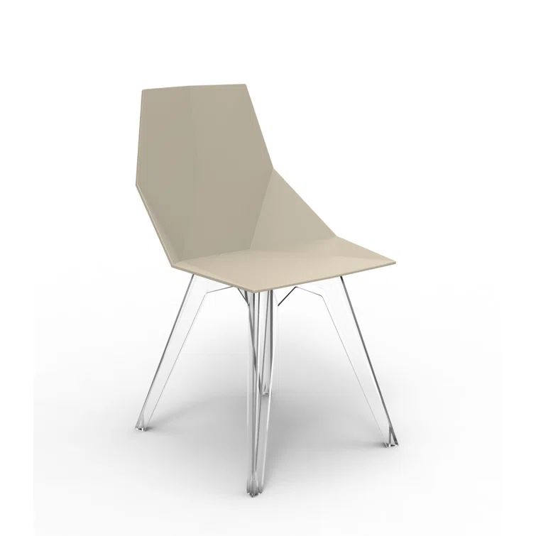 Faz Ecru Modern Outdoor Dining Side Chair in Resin
