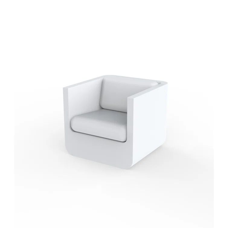 Esteve Modern White Matte Polyethylene Dining Chair with Cushioned Seat