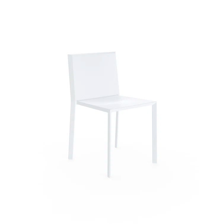 Quartz White Matte Polyamide Armless Dining Chair with Cushions