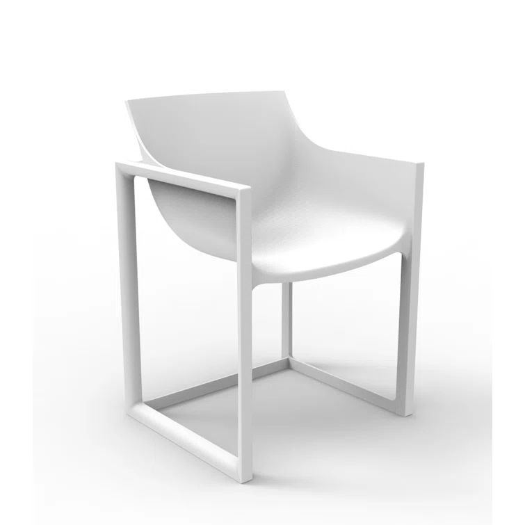 Wall Street Matte White Modern Outdoor Dining Armchair